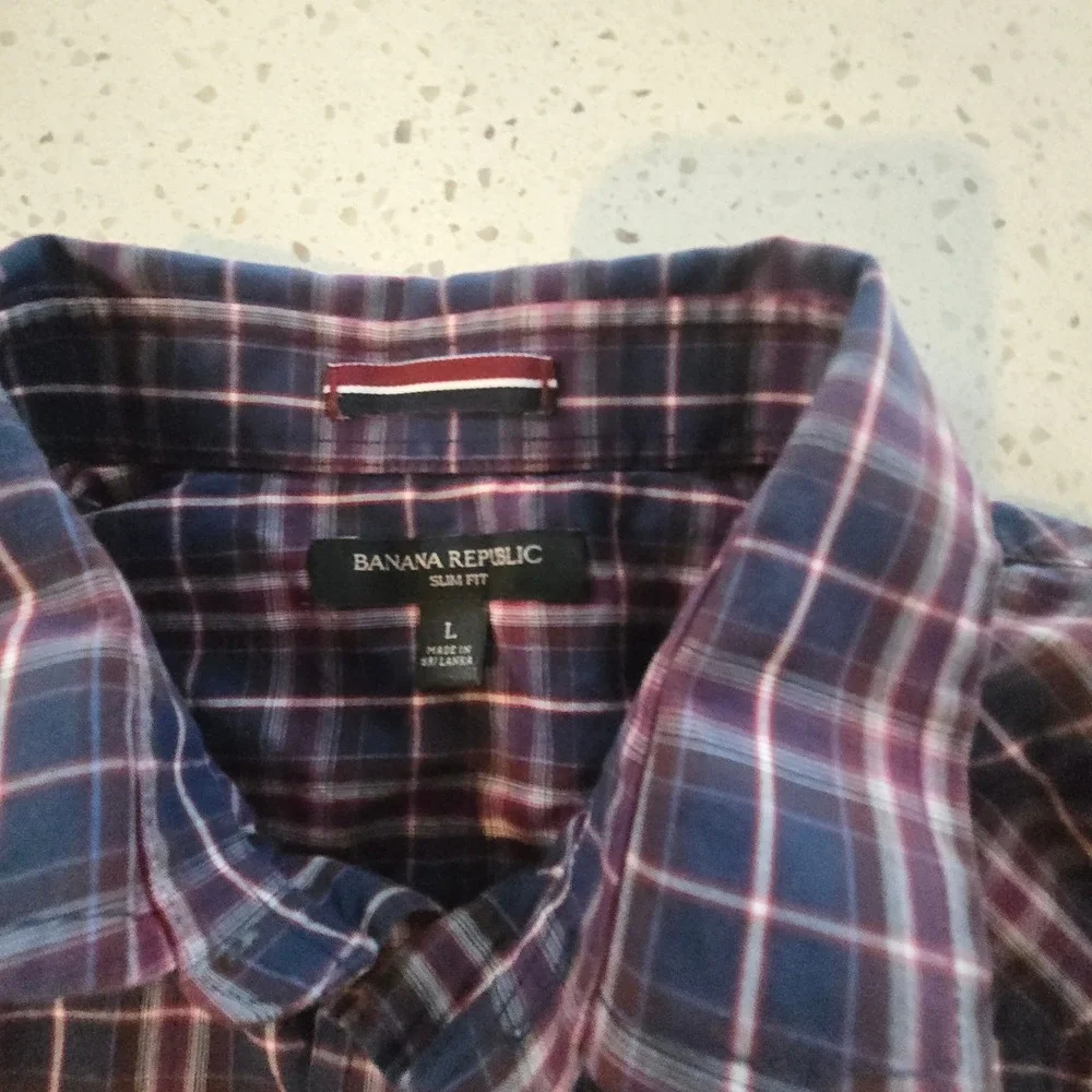 Banana Republic Shirt Mens Slim Fit Western Plaid Pearl Snap Button Down